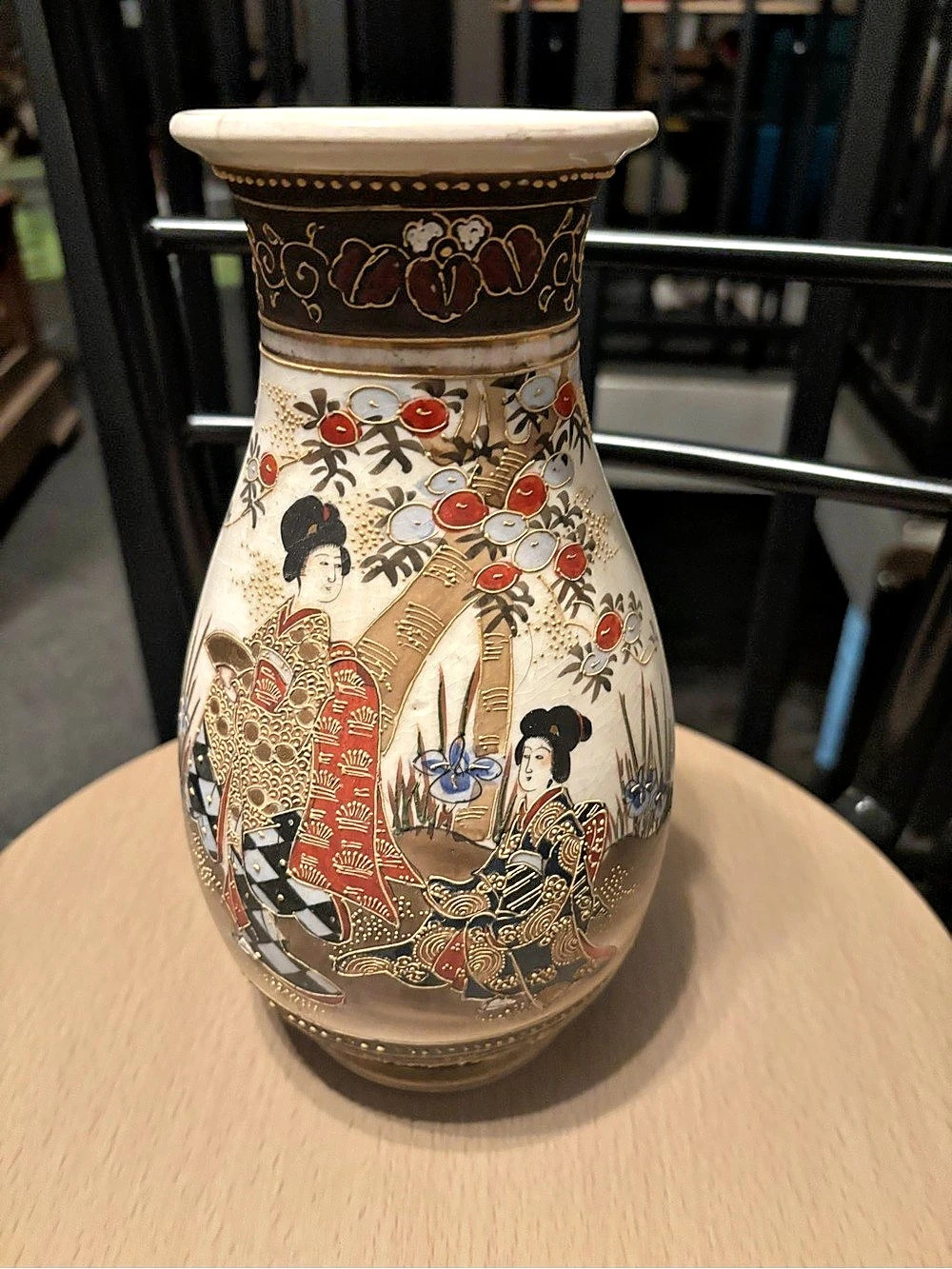 Decorative Ceramic Vase in Cream & Brown